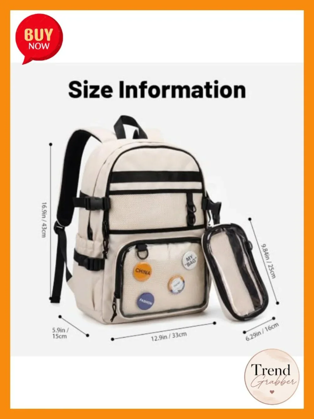 Convertible Ita Backpack Set with Detachable Crossbody Pouch Clear Display